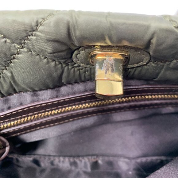 DKNY Quilted Convertible Puffer Bag With Woven Chain Strap - Olive Green 11"x6" - Picture 12 of 16